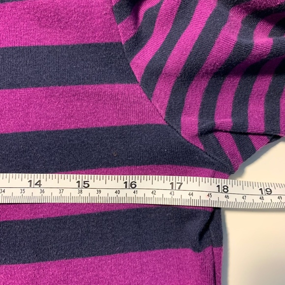 SEG’MENTS Striped Boatneck 3/4 Sleeve Cotton Top – Size M (Purple & Navy) - Picture 5 of 6
